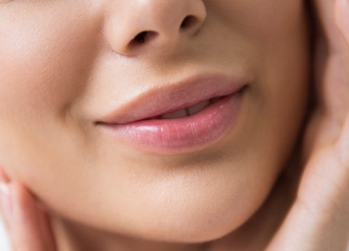 Close-up on a woman's mouth and lips